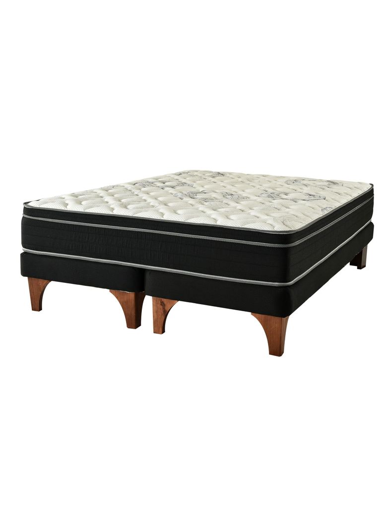 Cama Europea Negra Seven 2 Plazas Box-0