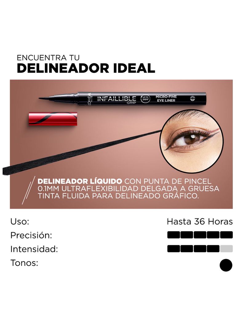 Delineador de Ojos Infallible Miro Liner 01 Obsidian 0.6g-4