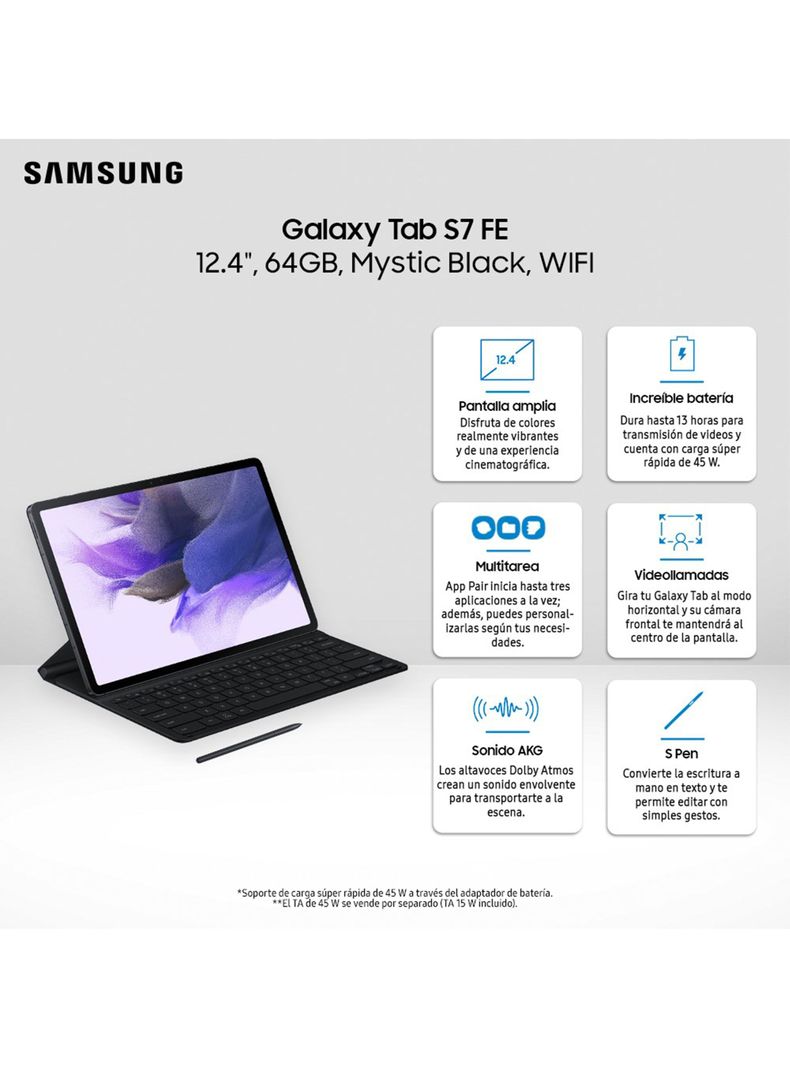 Tablet Samsung Galaxy Tab S7 FE 12.4" 64GB WiFi Mystic Black-1