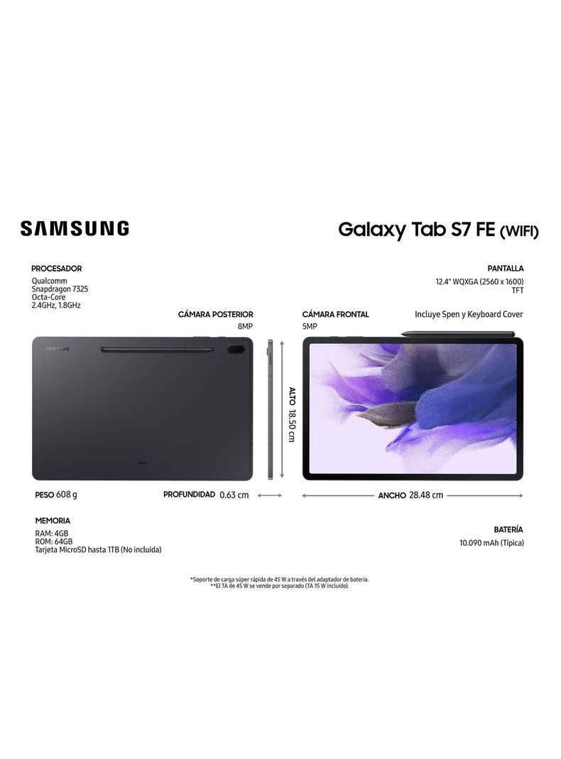 Tablet Samsung Galaxy Tab S7 FE 12.4" 64GB WiFi Mystic Black-5