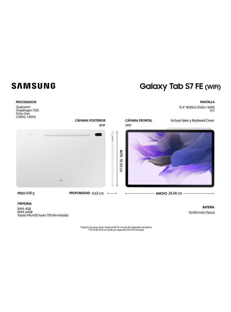 Tablet Samsung Galaxy Tab S7 FE 12.4" 64GB WiFi Mystic Silver-5