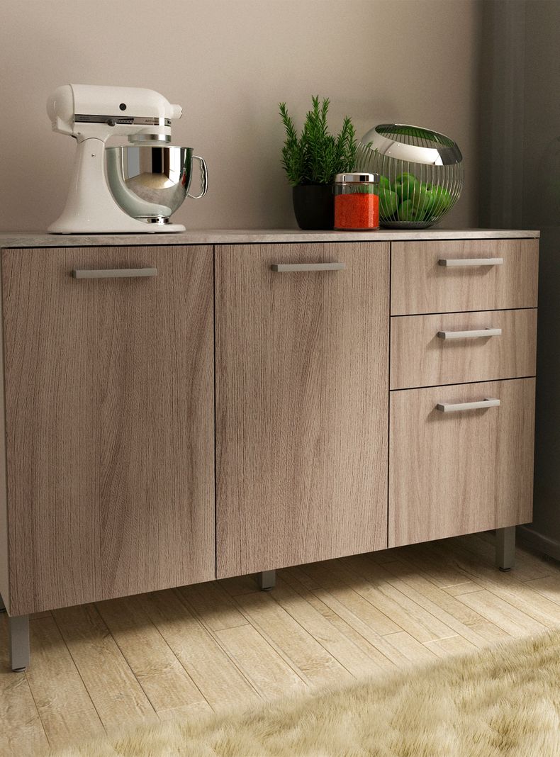Mueble de Cocina Base 2 Puertas 3 Cajones-3