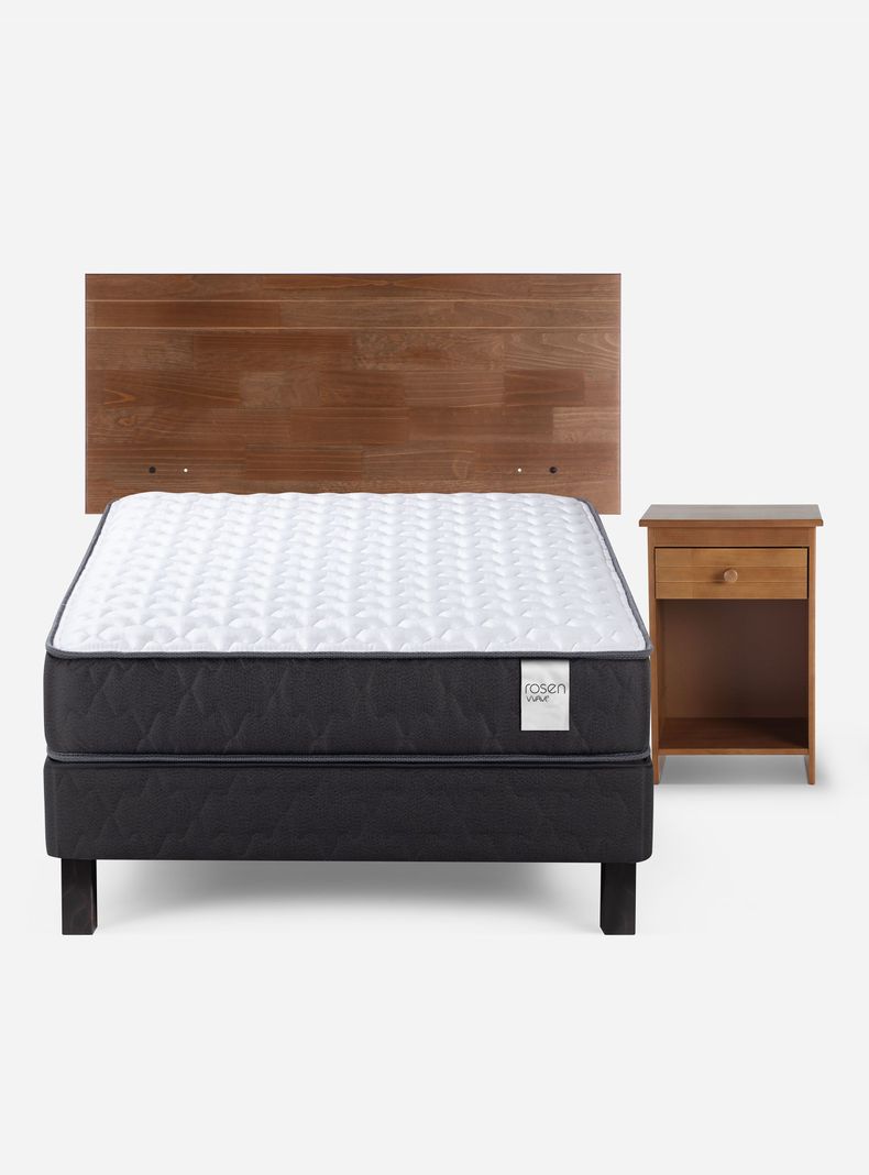 Cama Europea Wave 1.5 Plazas x 190 cm + Set Muebles Tabor Caramelo-1