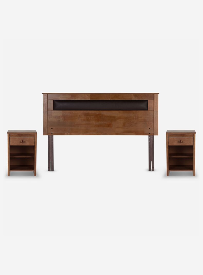 Cama Europea Ergo T 2 Plazas + Respaldo + Veladores-1