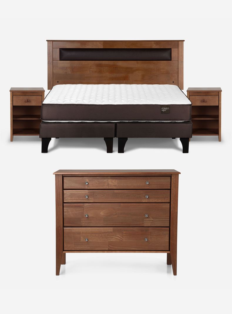 Cama Europea Ergo T Base Dividida 2 Plazas + Set de Muebles-0