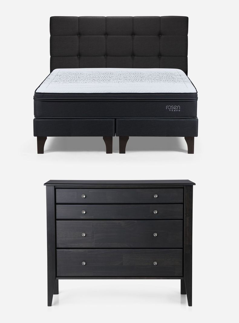 Cama Europea Tempo 2 Plazas + Set de Muebles-2