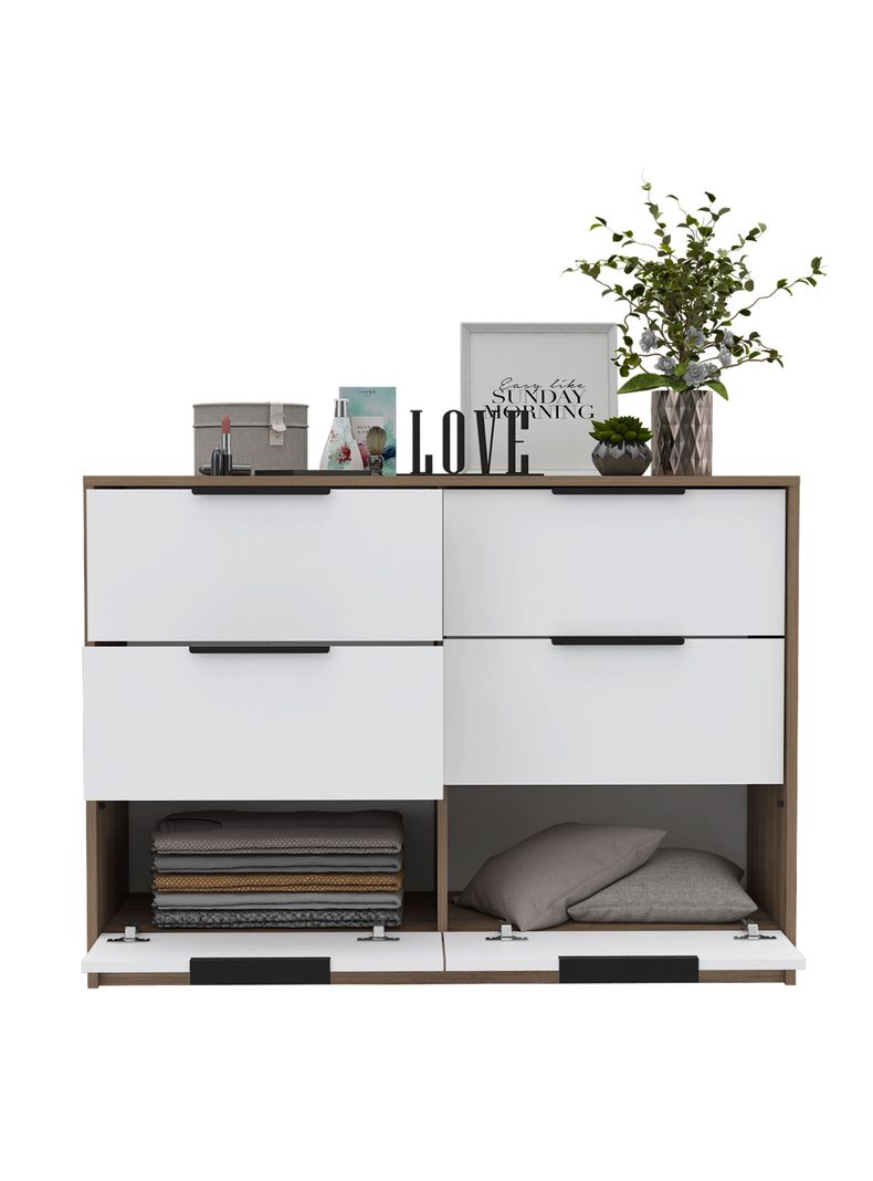 Cómoda Kaia 4 Cajones y 2 Puertas Miel-Blanco-2
