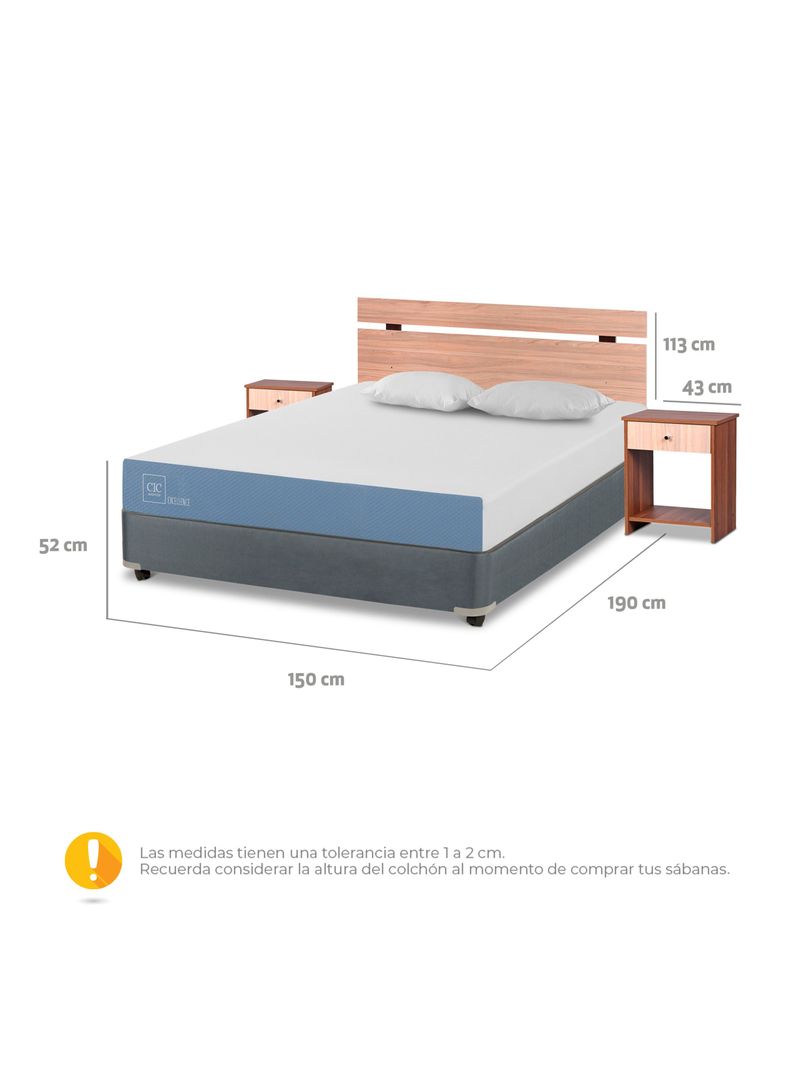 Cama Americana Excellence 2 Plazas x190 cm + Set de Muebles Olmo + Almohadas-1