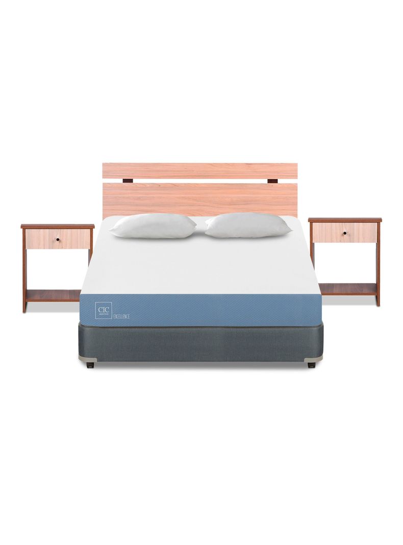 Cama Americana Excellence 2 Plazas x190 cm + Set de Muebles Olmo + Almohadas-2