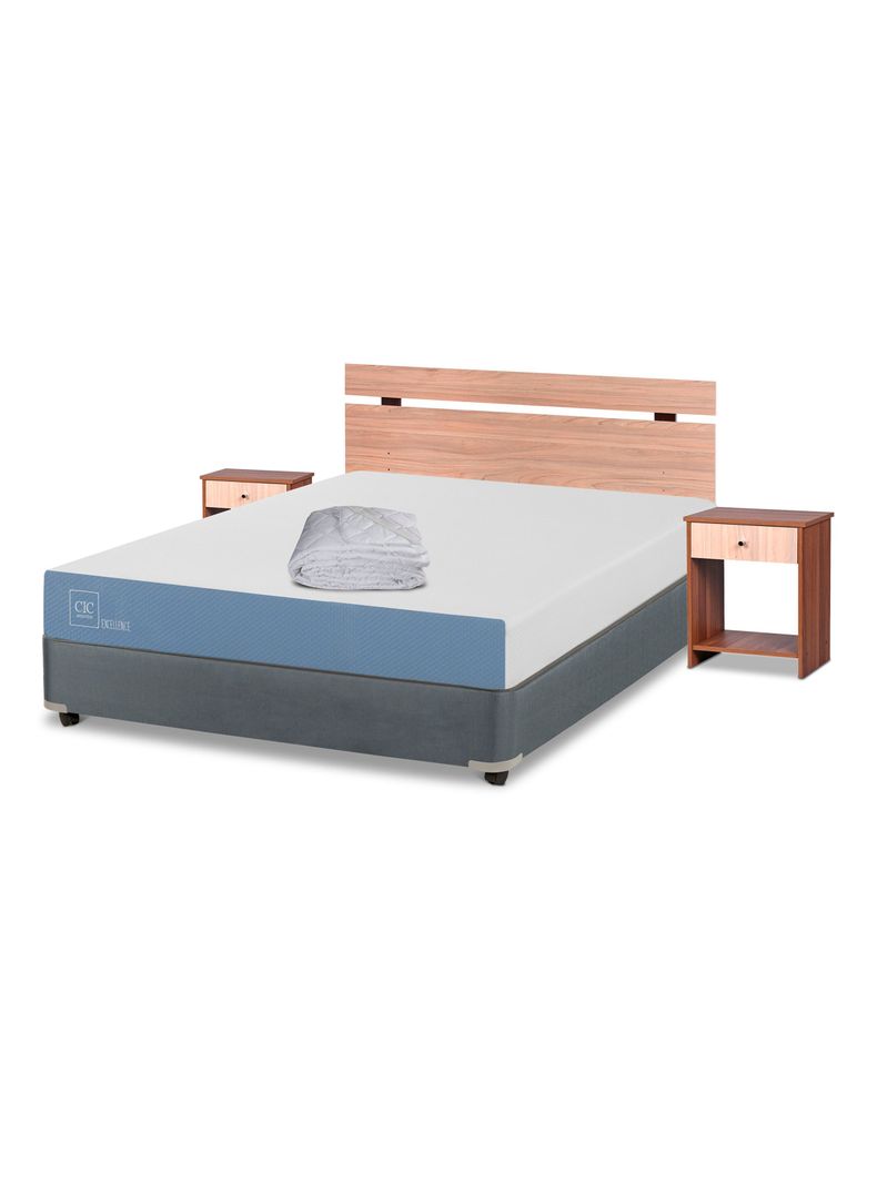 Cama Americana Excellence 2 Plazas x190 cm + Set de Muebles Olmo + Plumón-0