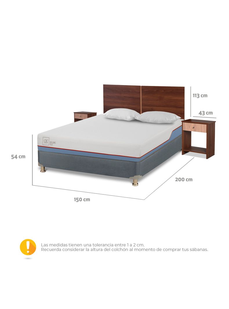 Cama Americana Excellence Plus 2 Plazas + Set de Muebles Stylo + Almohadas-1