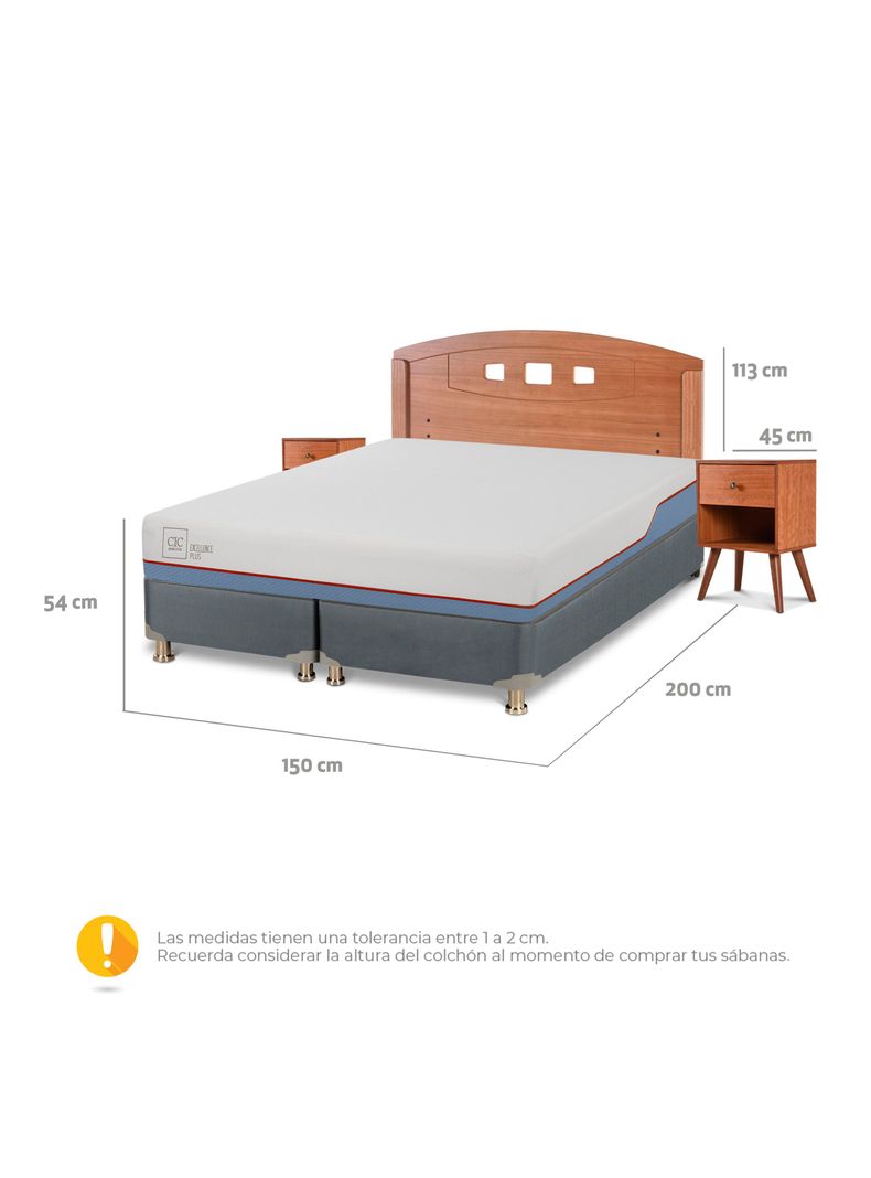 Cama Americana Excellence Plus 2 Plazas Base Dividida + Set de Muebles Gales-1