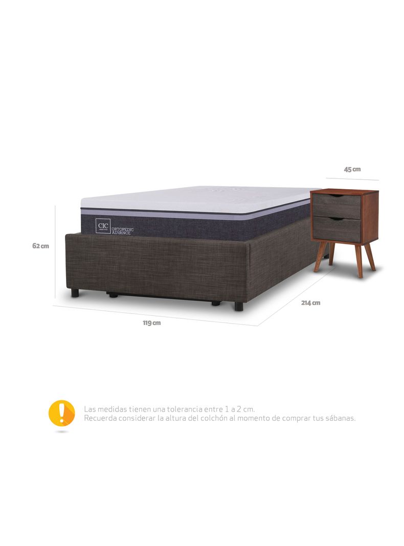 Cama Space Box Ortopedic Advance 1.5 Plazas + Velador-2