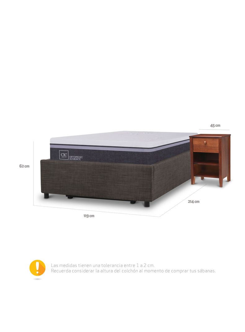 Cama Space Box Ortopedic Advance 1.5 Plazas +Muebles Torino-2
