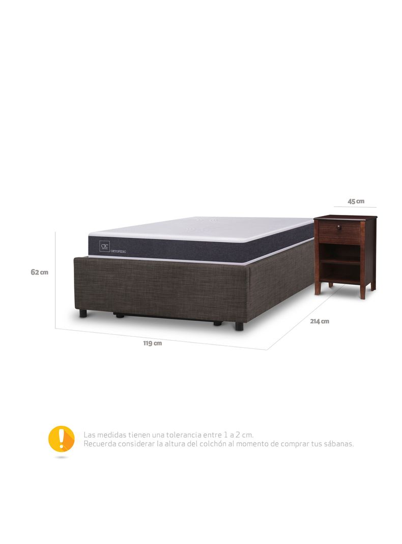 Cama Space Box Ortopedic 1.5 Plazas + Muebles New Torino-2