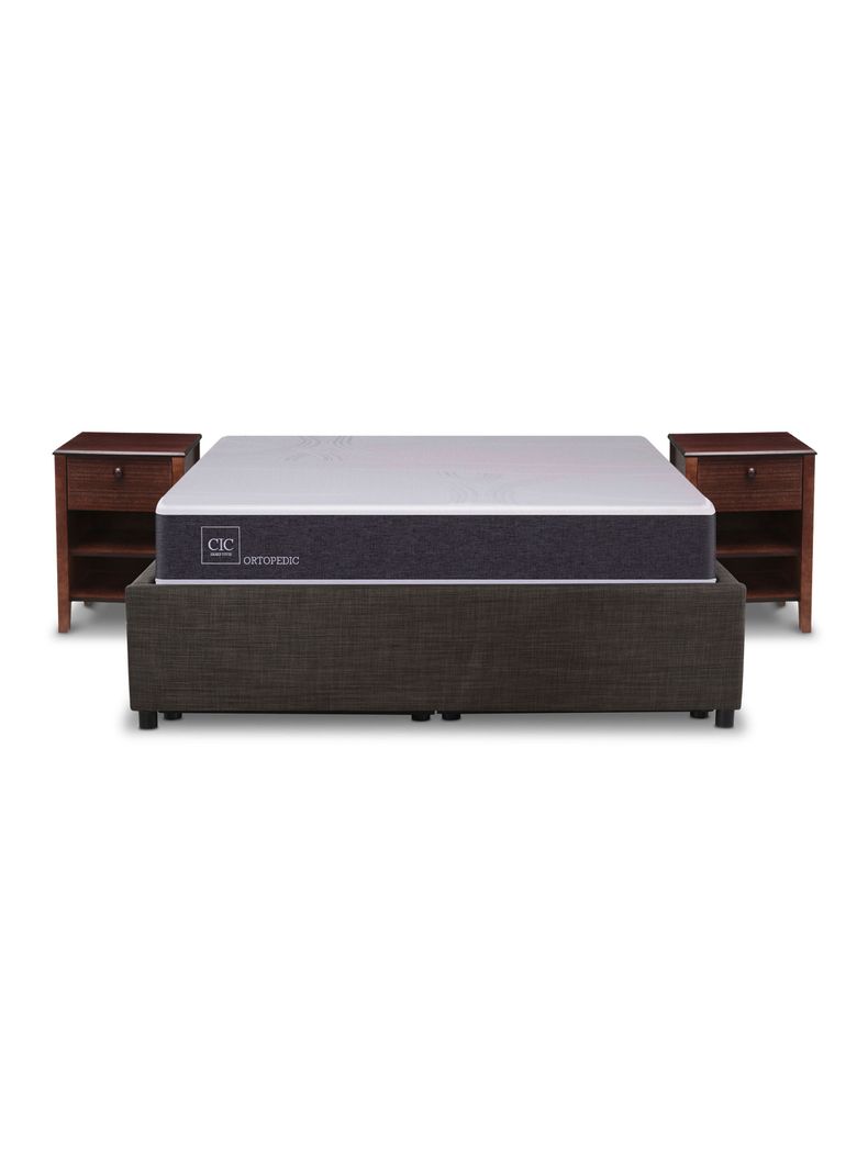 Cama Space Box Ortopedic 2 Plazas +Muebles Torino Chocolate