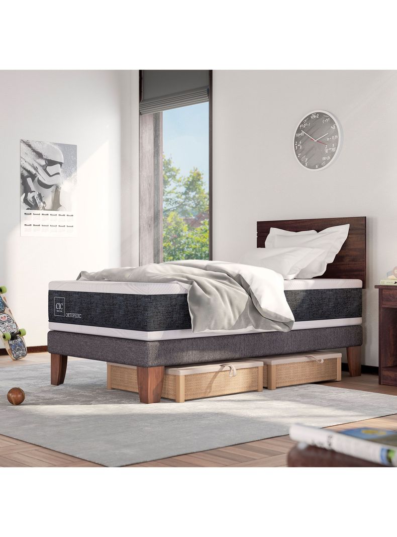 Cama Europea New Ortopedic 1.5 Plazas Veladores Niger-4