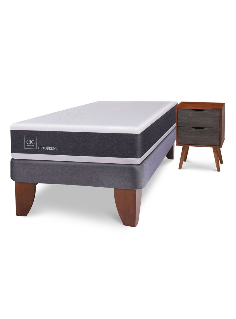 Cama Europea New Ortopedic 1.5 Plazas Veladores Niger-2