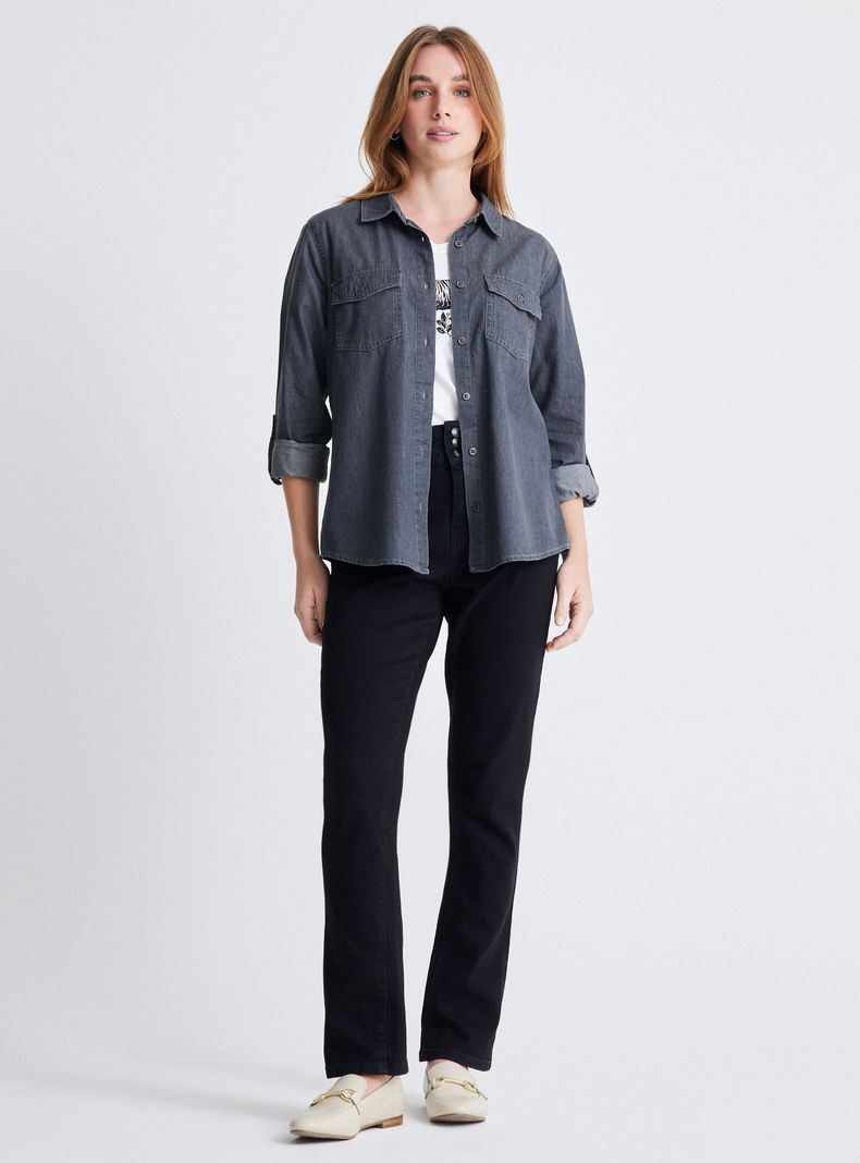 Camisa Básica Denim Abotonada-4