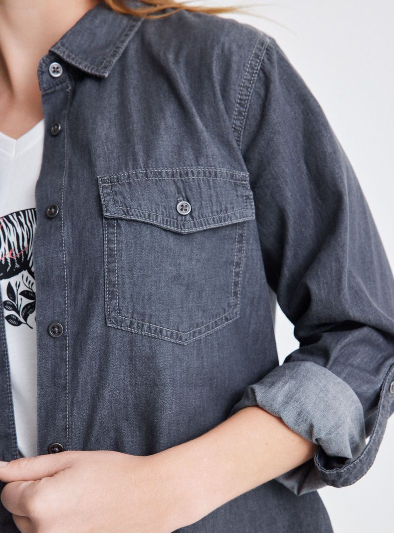Camisa Básica Denim Abotonada-3