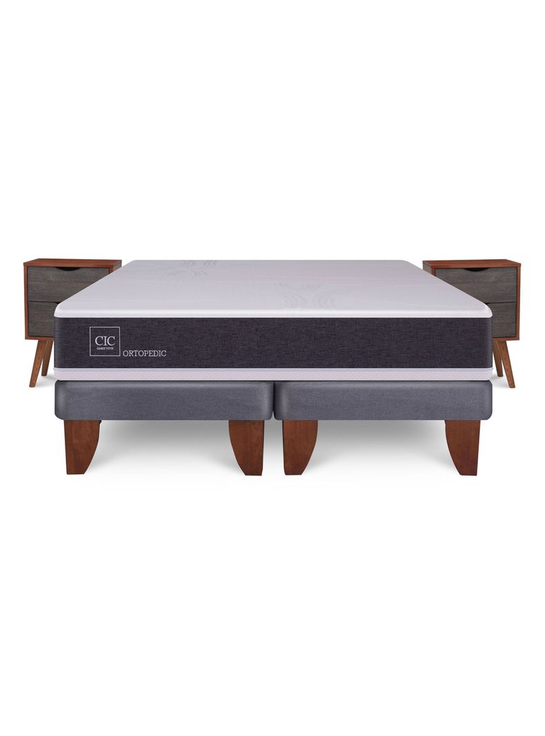 Cama Europea New Ortopedic 2 Plazas Bd Veladores Niger