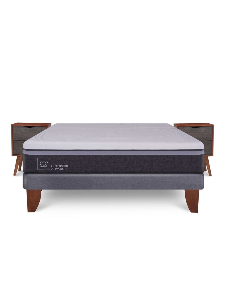 Cama Europea Ortopedic Advance 2 Plazas Base Normal + Veladores Niger-0
