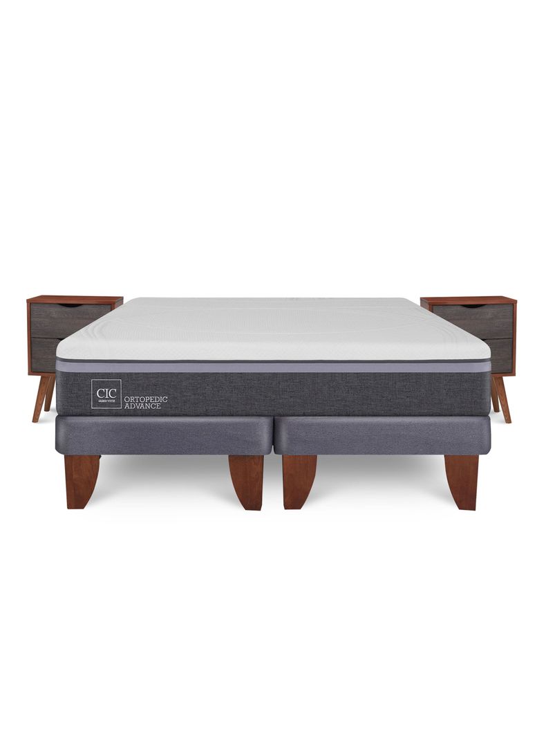 Cama Europea Ortopedic Advance 2 Plazas Base Dividida + Veladores Niger-0