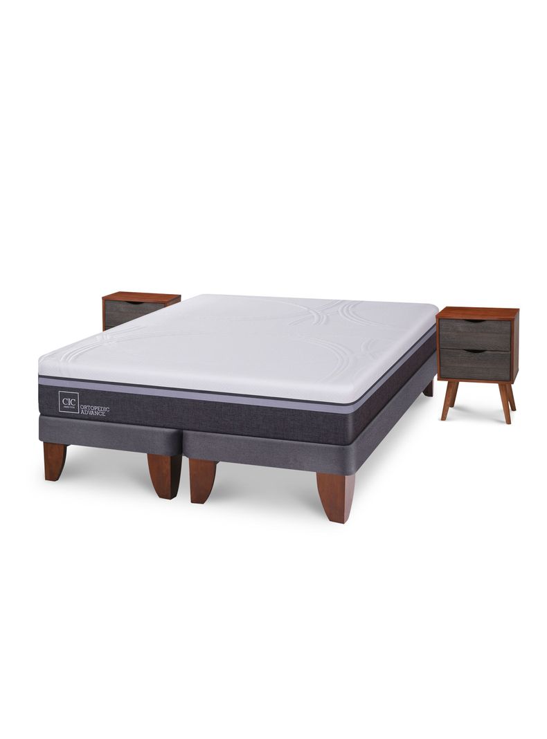 Cama Europea Ortopedic Advance 2 Plazas Base Dividida + Veladores Niger-2