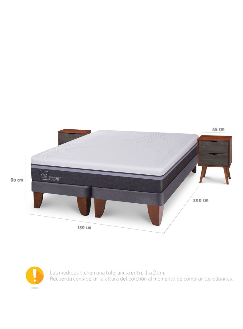 Cama Europea Ortopedic Advance 2 Plazas Base Dividida + Veladores Niger-1