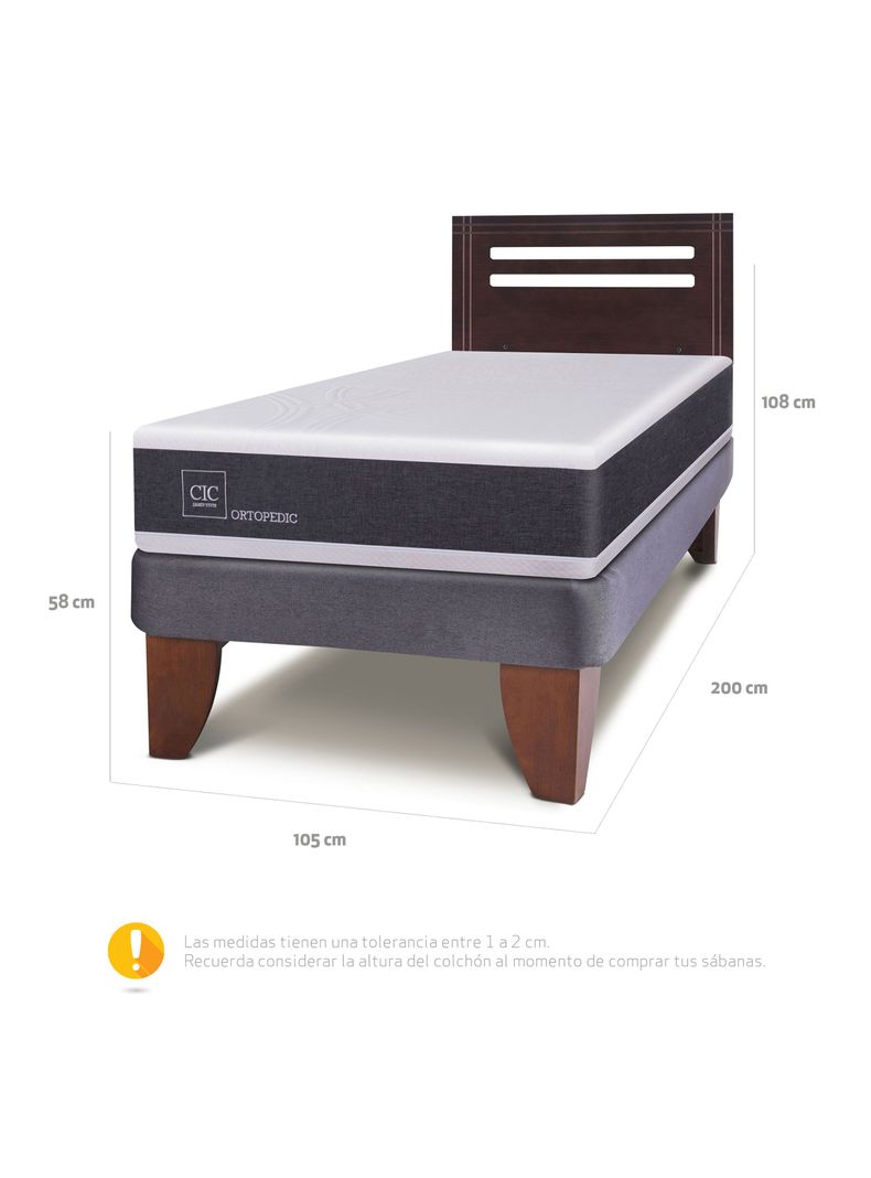Cama Europea New Ortopedic 1.5 Respaldo New Munich-1