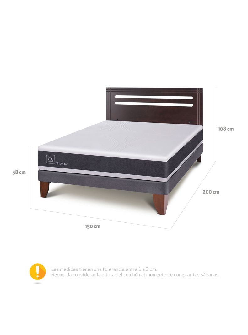 Cama Europea New Ortopedic 2 Plazas Bn Respaldo New Munich-1