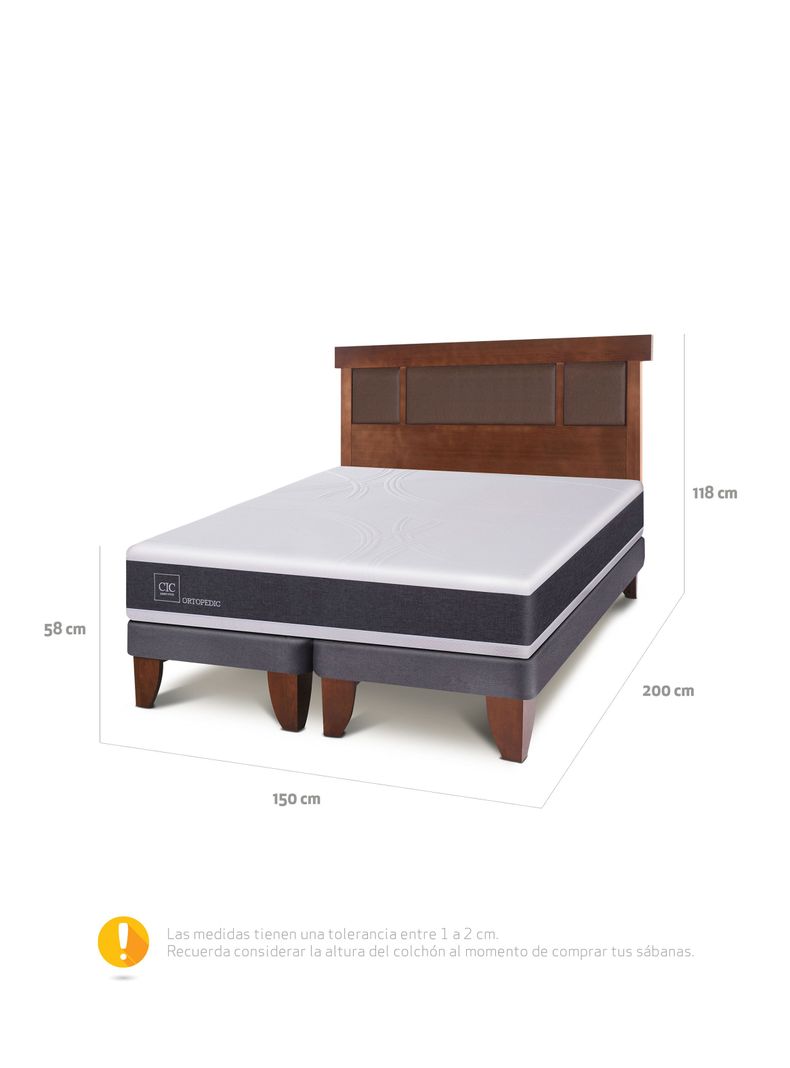 Cama Europea New Ortopedic 2 Plazas Bd Respaldo New Dublin Caramel-1