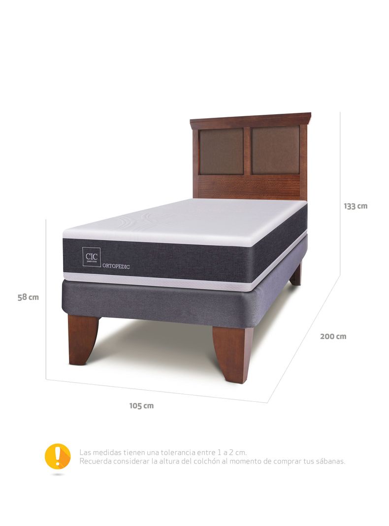 Cama Europea New Ortopedic 1.5 Plazas Respaldo New Torino-1