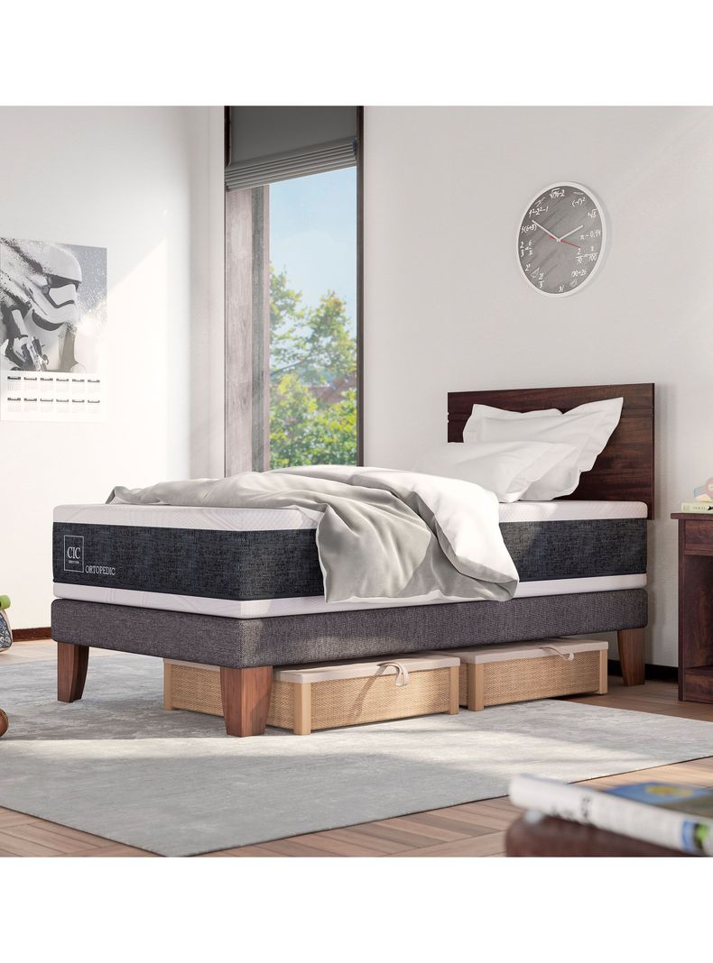 Cama Europea New Ortopedic 1.5 Plazas Respaldo New Torino-4