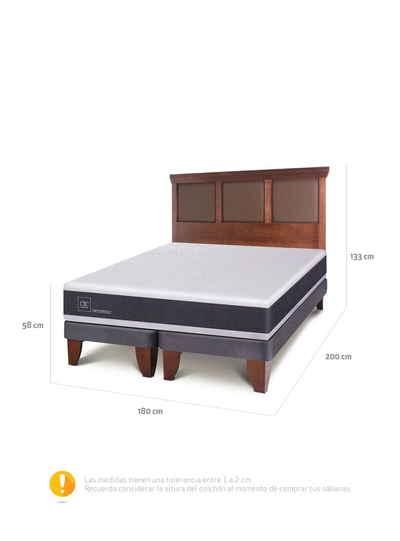 Cama Europea New Ortopedic King Respaldo New Torino-2