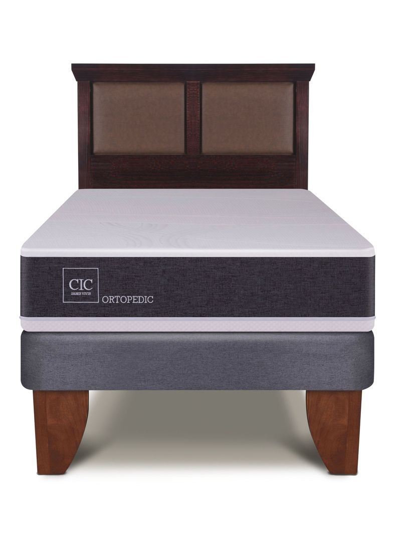 Cama Europea New Ortopedic 1.5 Plazas Respaldo New Torino Choc-2