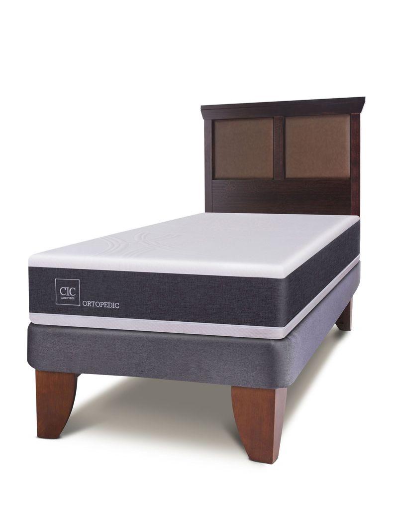 Cama Europea New Ortopedic 1.5 Plazas Respaldo New Torino Choc-0