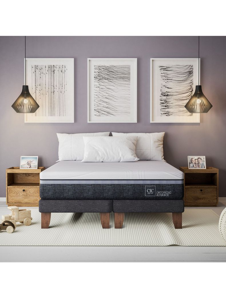 Cama Europea Ortopedic Advance 2 Plazas Base Normal + Respaldo New Villarrica-4