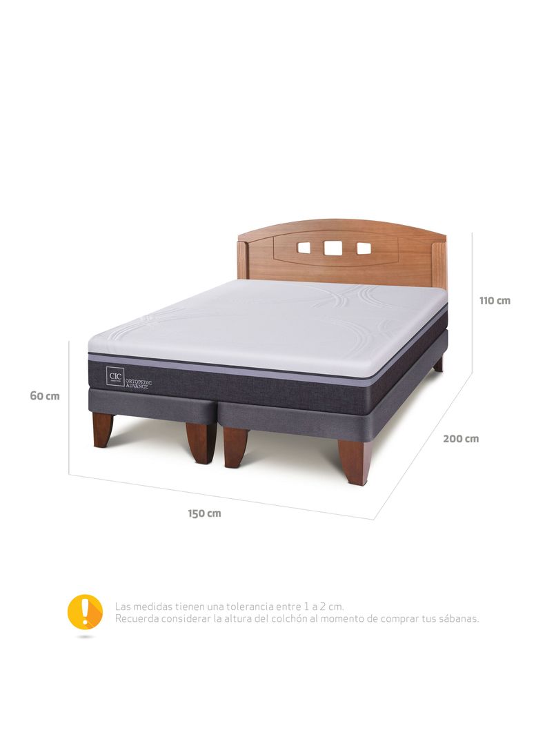 Cama Europea Ortopedic Advance 2 Plazas Base Normal + Respaldo New Gales-1