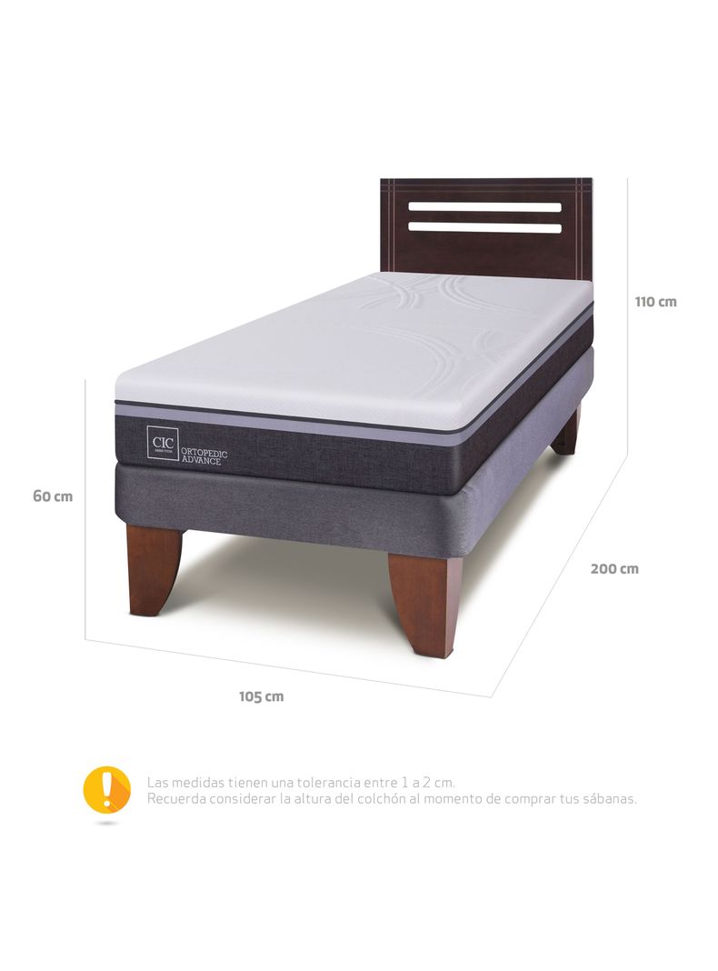 Cama Europea Ortopedic Advance 1.5 Plazas + Respaldo New Munich-1