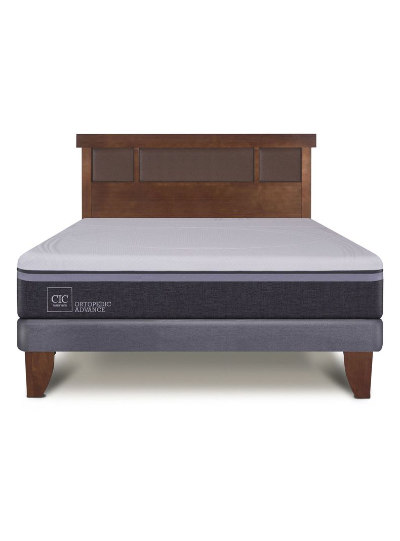 Cama Europea Ortopedic Advance 2 Plazas Base Normal + Respaldo New Dublín Caramelo-2
