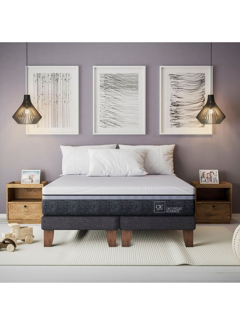 Cama Europea Ortopedic Advance 2 Plazas Base Normal + Respaldo New Dublín Caramelo-4