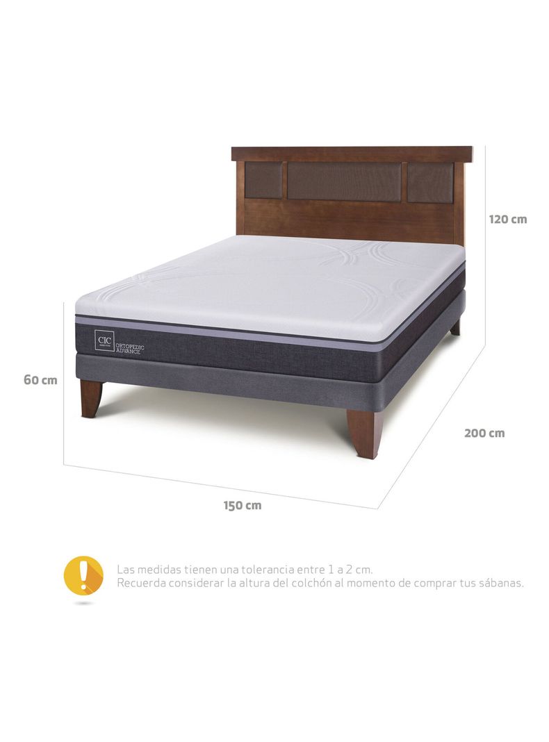 Cama Europea Ortopedic Advance 2 Plazas Base Normal + Respaldo New Dublín Caramelo-1
