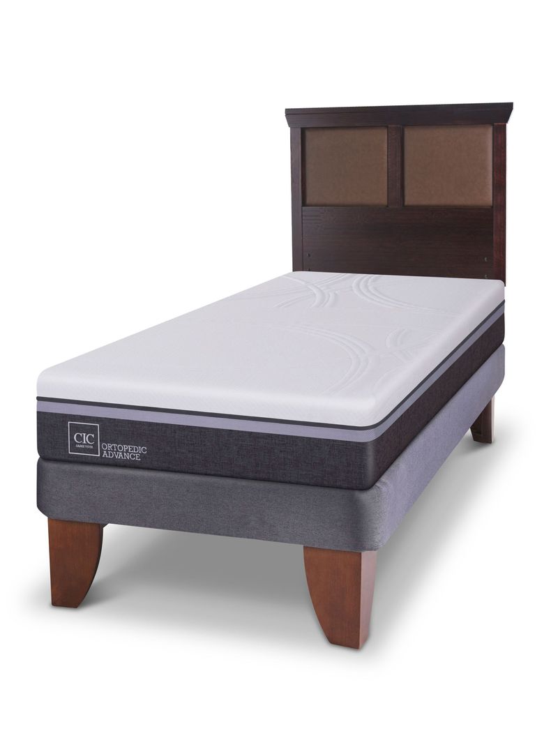 Cama Europea Ortopedic Advance 1.5 Plazas + Respaldo New Torino Chocolate