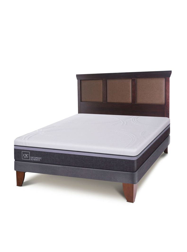 Cama Europea Ortopedic Advance 2 Plazas Base Normal + Respaldo New Torino Chocolate-0