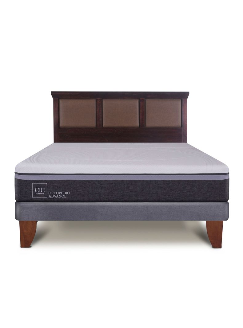 Cama Europea Ortopedic Advance 2 Plazas Base Normal + Respaldo New Torino Chocolate-2