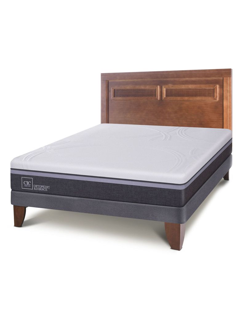 Cama Europea Ortopedic Advance 2 Plazas Base Normal + Respaldo Milán
