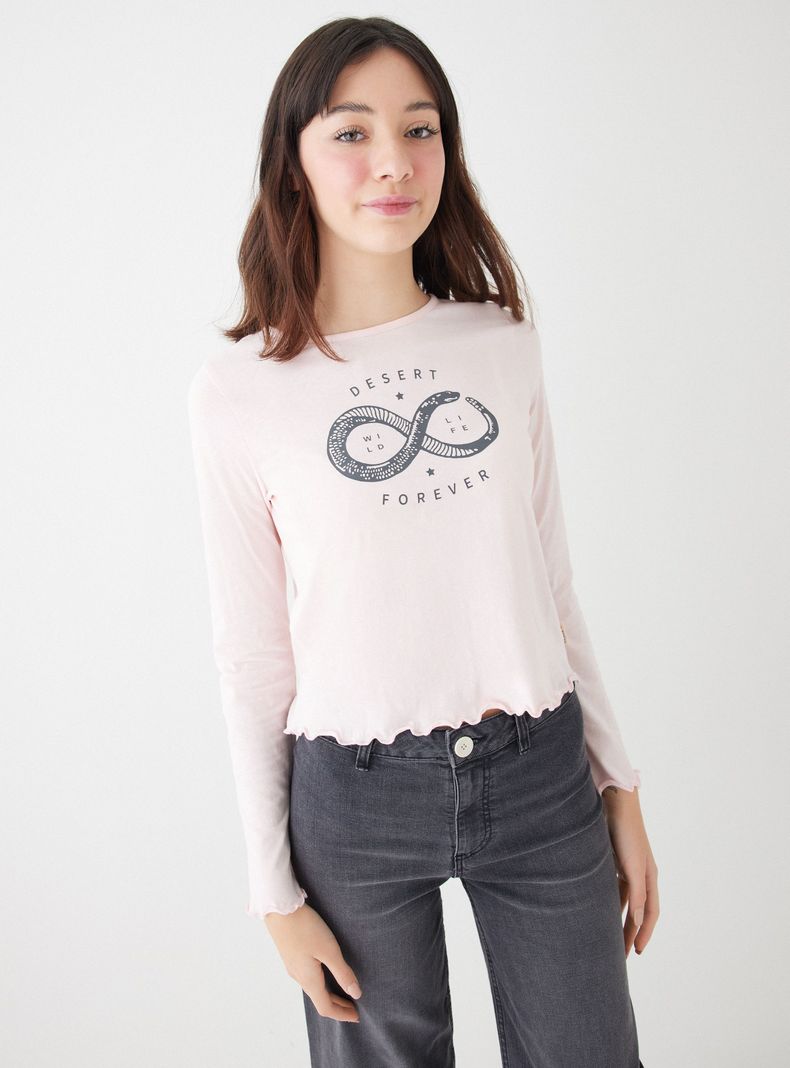 Polera Básica Estampado al Frente Cuello Redondo-0