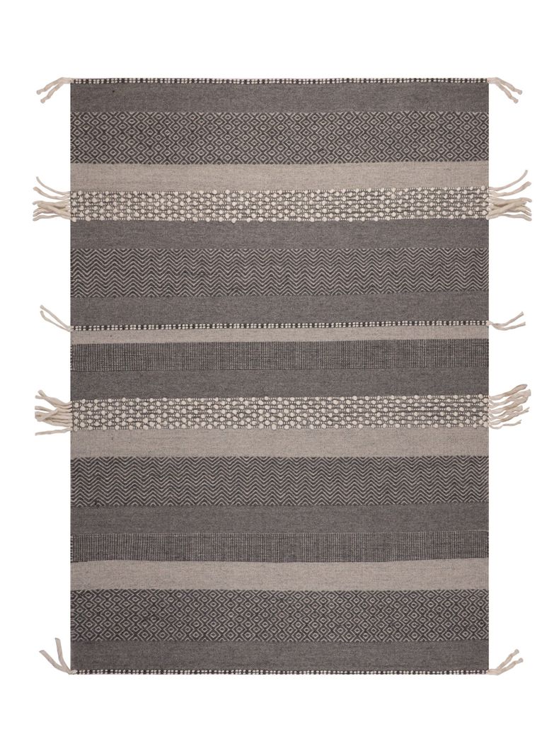 Alfombra 160 x 230 cm Wool Tribal Rayas Gris-0