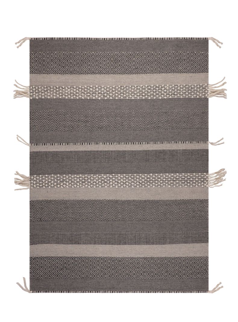 Alfombra 190 x 290 cm Wool Tribal Rayas Gris-0